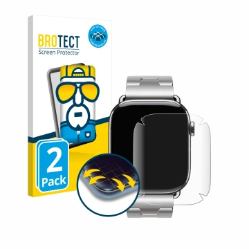 Vorderseite einer Produktverpackung mit dem Markenlogo BROTECT. Daneben ist das Gerät Apple Watch Hermès Series 10 (42 mm) mit
