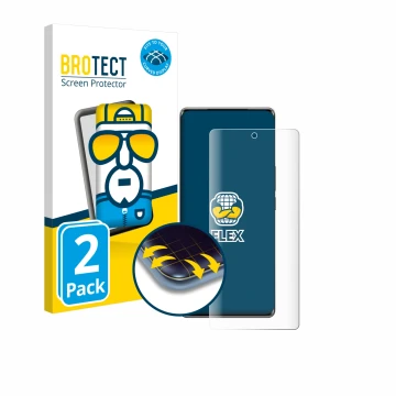 Vorderseite einer Produktverpackung mit dem Markenlogo BROTECT. Daneben ist das Gerät Vivo T2 Pro mit dem zugehörigen Displays
