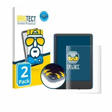 Vorderseite einer Produktverpackung mit dem Markenlogo BROTECT. Daneben ist das Gerät Amazon Kindle Kids (2024) mit dem zugehö