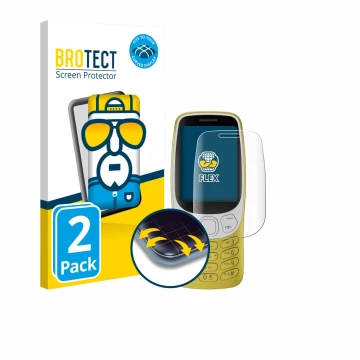 Vorderseite einer Produktverpackung mit dem Markenlogo BROTECT. Daneben ist das Gerät Nokia 3210 mit dem zugehörigen Displaysc