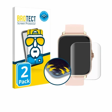 Vorderseite einer Produktverpackung mit dem Markenlogo BROTECT. Daneben ist das Gerät Janolty Smartwatch 1.83
