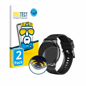 Vorderseite einer Produktverpackung mit dem Markenlogo BROTECT. Daneben ist das Gerät Maoo Ventura AMOLED Smartwatch 1.32