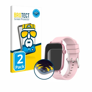 Vorderseite einer Produktverpackung mit dem Markenlogo BROTECT. Daneben ist das Gerät Ombar Smartwatch 1.9