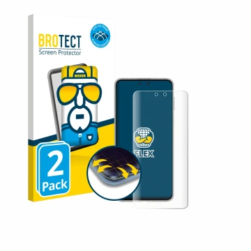 Vorderseite einer Produktverpackung mit dem Markenlogo BROTECT. Daneben ist das Gerät Huawei Mate 70 Pro Plus mit dem zugehöri