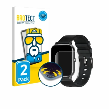 Vorderseite einer Produktverpackung mit dem Markenlogo BROTECT. Daneben ist das Gerät Ibettertec Smartwatch 1.69