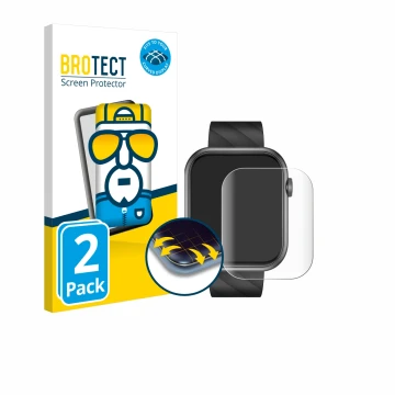 Vorderseite einer Produktverpackung mit dem Markenlogo BROTECT. Daneben ist das Gerät Bekomiya Smartwatch 2