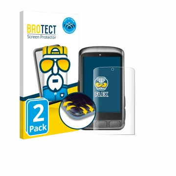 Vorderseite einer Produktverpackung mit dem Markenlogo BROTECT. Daneben ist das Gerät Wahoo Elemnt ACE mit dem zugehörigen Dis