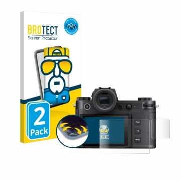 Vorderseite einer Produktverpackung mit dem Markenlogo BROTECT. Daneben ist das Gerät Leica SL3-S (Display + Schulterdisplay) 