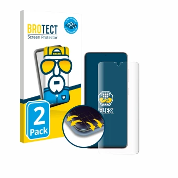 Vorderseite einer Produktverpackung mit dem Markenlogo BROTECT. Daneben ist das Gerät Samsung Galaxy S20 5G (case-friendly) mi