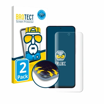 Vorderseite einer Produktverpackung mit dem Markenlogo BROTECT. Daneben ist das Gerät Samsung Galaxy A56 5G mit dem zugehörige