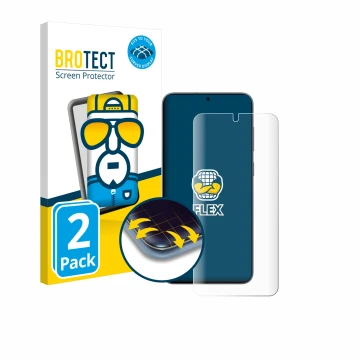 Vorderseite einer Produktverpackung mit dem Markenlogo BROTECT. Daneben ist das Gerät Samsung Galaxy S25 Enterprise Edition mi
