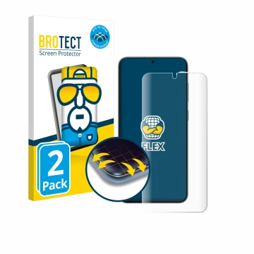 Vorderseite einer Produktverpackung mit dem Markenlogo BROTECT. Daneben ist das Gerät Samsung Galaxy S25 Plus Enterprise Editi