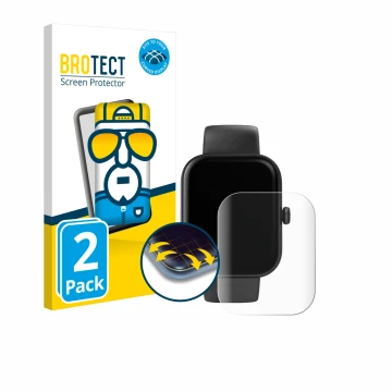 Vorderseite einer Produktverpackung mit dem Markenlogo BROTECT. Daneben ist das Gerät Hama Smartwatch 5000 mit dem zugehörigen