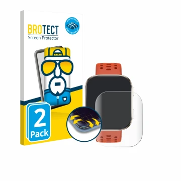 Vorderseite einer Produktverpackung mit dem Markenlogo BROTECT. Daneben ist das Gerät Huami Amazfit Bip 6 mit dem zugehörigen 