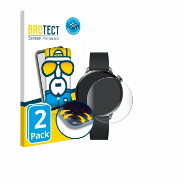 Vorderseite einer Produktverpackung mit dem Markenlogo BROTECT. Daneben ist das Gerät Oppo Watch X2 Mini mit dem zugehörigen D