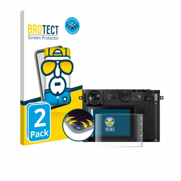 Vorderseite einer Produktverpackung mit dem Markenlogo BROTECT. Daneben ist das Gerät Fujifilm GFX 100RF mit dem zugehörigen D