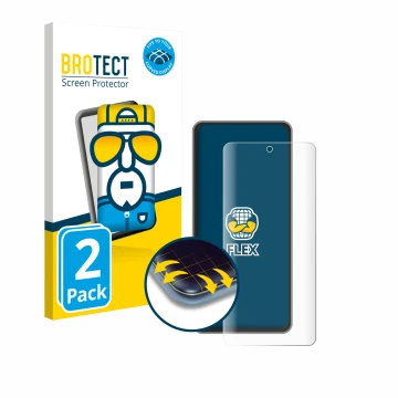 Vorderseite einer Produktverpackung mit dem Markenlogo BROTECT. Daneben ist das Gerät realme GT 7T mit dem zugehörigen Display