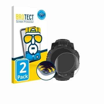 Vorderseite einer Produktverpackung mit dem Markenlogo BROTECT. Daneben ist das Gerät Garmin Instinct 3 Solar Tactical Edition