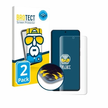 Vorderseite einer Produktverpackung mit dem Markenlogo BROTECT. Daneben ist das Gerät Samsung Galaxy S25 Edge mit dem zugehöri