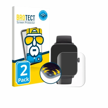 Vorderseite einer Produktverpackung mit dem Markenlogo BROTECT. Daneben ist das Gerät Hama Smartwatch 6010 mit dem zugehörigen