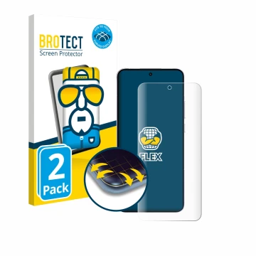 Vorderseite einer Produktverpackung mit dem Markenlogo BROTECT. Daneben ist das Gerät Oppo Reno 14 Pro mit dem zugehörigen Dis