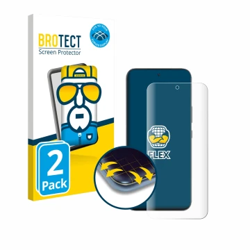 Vorderseite einer Produktverpackung mit dem Markenlogo BROTECT. Daneben ist das Gerät Infinix GT 30 Pro mit dem zugehörigen Di