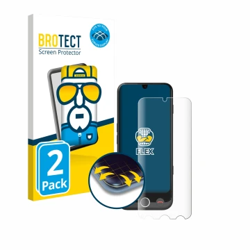 Vorderseite einer Produktverpackung mit dem Markenlogo BROTECT. Daneben ist das Gerät Doro Aurora A30 mit dem zugehörigen Disp