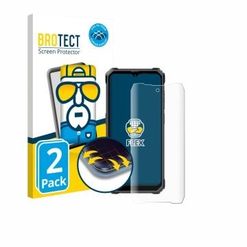 Vorderseite einer Produktverpackung mit dem Markenlogo BROTECT. Daneben ist das Gerät Blackview BL7000 mit dem zugehörigen Dis