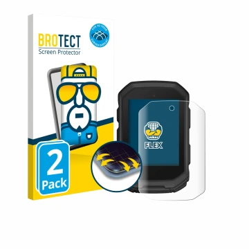 Vorderseite einer Produktverpackung mit dem Markenlogo BROTECT. Daneben ist das Gerät Garmin Edge MTB mit dem zugehörigen Disp