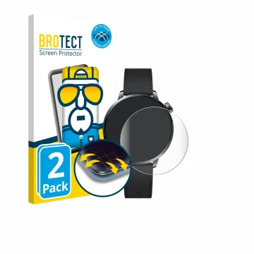 Vorderseite einer Produktverpackung mit dem Markenlogo BROTECT. Daneben ist das Gerät OnePlus Watch 3 (43 mm) mit dem zugehöri