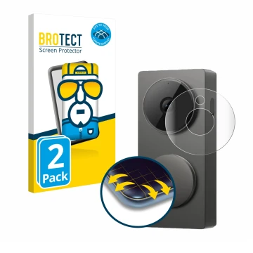 Vorderseite einer Produktverpackung mit dem Markenlogo BROTECT. Daneben ist das Gerät Aqara Hub G410 mit dem zugehörigen Displ