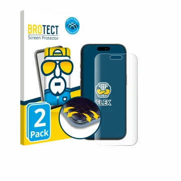 Vorderseite einer Produktverpackung mit dem Markenlogo BROTECT. Daneben ist das Gerät Apple iPhone 17 Pro Max mit dem zugehöri