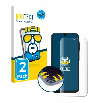 Vorderseite einer Produktverpackung mit dem Markenlogo BROTECT. Daneben ist das Gerät Samsung Galaxy A17 4G mit dem zugehörige