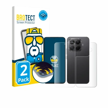 Vorderseite einer Produktverpackung mit dem Markenlogo BROTECT. Daneben ist das Gerät Xiaomi 15T Pro (Display+Rückseite) mit d