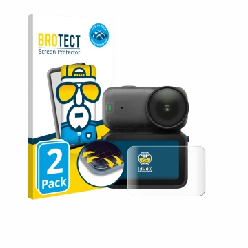 Vorderseite einer Produktverpackung mit dem Markenlogo BROTECT. Daneben ist das Gerät DJI Osmo Nano mit dem zugehörigen Displa