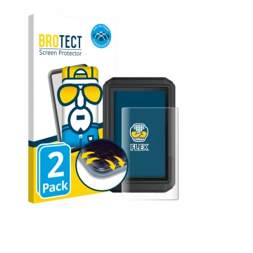 Vorderseite einer Produktverpackung mit dem Markenlogo BROTECT. Daneben ist das Gerät Garmin eTrex Touch 2025 mit dem zugehöri