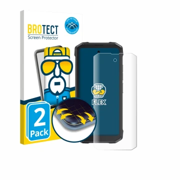 Vorderseite einer Produktverpackung mit dem Markenlogo BROTECT. Daneben ist das Gerät Cubot King Kong Mini 4 mit dem zugehörig