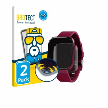 Vorderseite einer Produktverpackung mit dem Markenlogo BROTECT. Daneben ist das Gerät Reflex Active Berry AMOLED 1.85