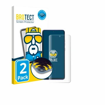 Vorderseite einer Produktverpackung mit dem Markenlogo BROTECT. Daneben ist das Gerät Motorola Edge 60 Stylus mit dem zugehöri