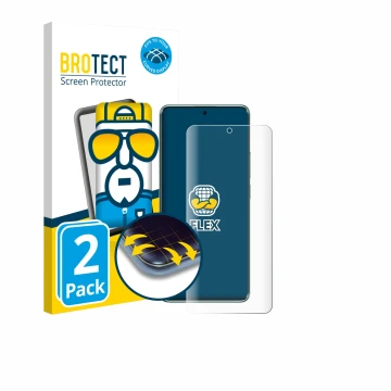 Vorderseite einer Produktverpackung mit dem Markenlogo BROTECT. Daneben ist das Gerät Xiaomi Redmi Note 14 Pro 4G mit dem zuge