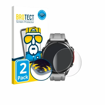 Vorderseite einer Produktverpackung mit dem Markenlogo BROTECT. Daneben ist das Gerät Doogee Anywise W1 Pro mit dem zugehörige
