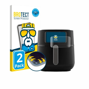 Vorderseite einer Produktverpackung mit dem Markenlogo BROTECT. Daneben ist das Gerät Philips Airfryer 5000 Series XXL 7,2L mi