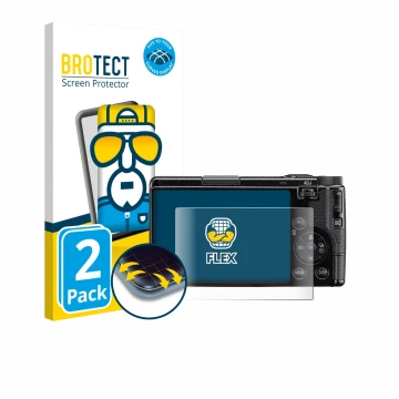 Vorderseite einer Produktverpackung mit dem Markenlogo BROTECT. Daneben ist das Gerät Ricoh GR IV HDF 2025 mit dem zugehörigen