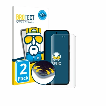 Vorderseite einer Produktverpackung mit dem Markenlogo BROTECT. Daneben ist das Gerät Google Pixel 10a mit dem zugehörigen Dis