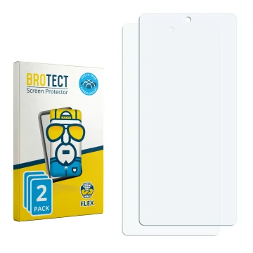 Vorderseite einer Produktverpackung mit dem Markenlogo BROTECT. Daneben ist der zugehörige Displayschutz.