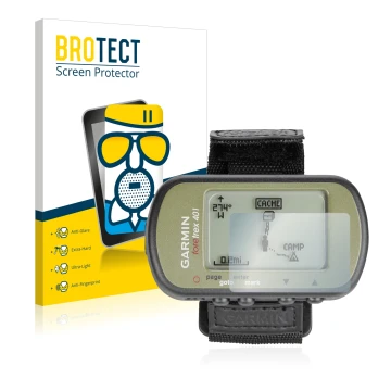 Vorderseite einer Produktverpackung mit dem Markenlogo BROTECT. Daneben ist das Gerät Garmin Foretrex 401 mit dem zugehörigen 