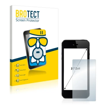 Vorderseite einer Produktverpackung mit dem Markenlogo BROTECT. Daneben ist das Gerät mit dem zugehörigen Displayschutz abgebi