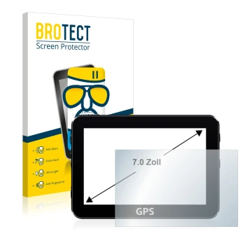 Vorderseite einer Produktverpackung mit dem Markenlogo BROTECT. Daneben ist das Gerät mit dem zugehörigen Displayschutz abgebi