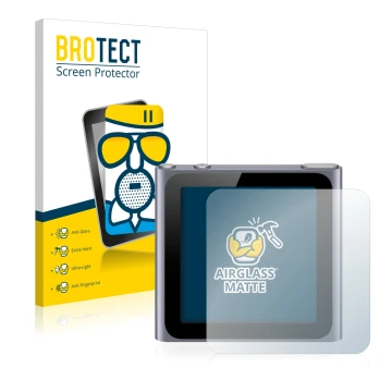 Vorderseite einer Produktverpackung mit dem Markenlogo BROTECT. Daneben ist das Gerät Apple iPod nano 2011 (6. Gen.) mit dem z