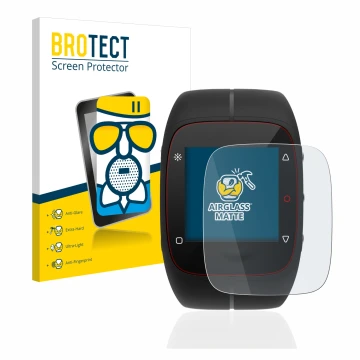 Vorderseite einer Produktverpackung mit dem Markenlogo BROTECT. Daneben ist das Gerät Polar M400 mit dem zugehörigen Displaysc